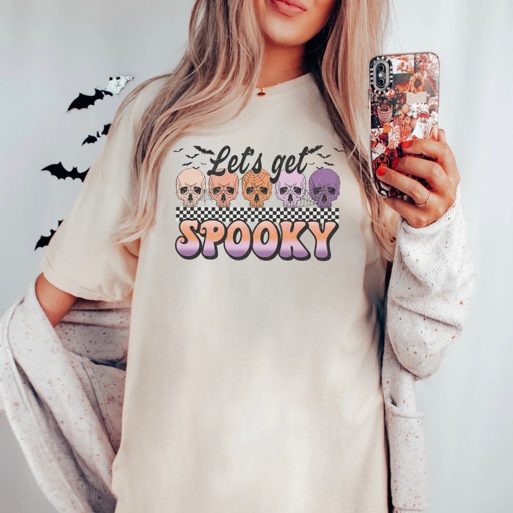 Handmade Let’s Get Spooky Skeleton Shirt Halloween